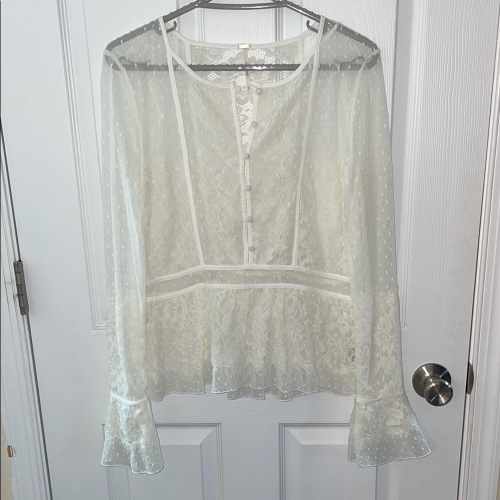 Free People Penelope White Lace Blouse